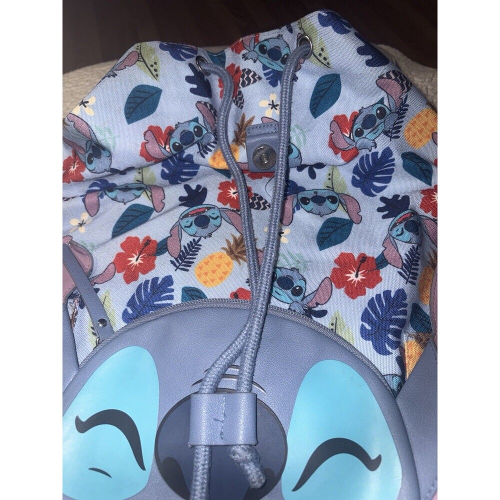 Disney Lilo And Stitch Tropical Slouch Backpack 3D Ears Drawstring Closure 19” - Picture 7 of 12